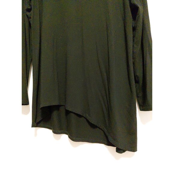 Eileen Fisher Tunic Top Asymmetrical Hem Long Sleeves Petite Large Black - Picture 3 of 7